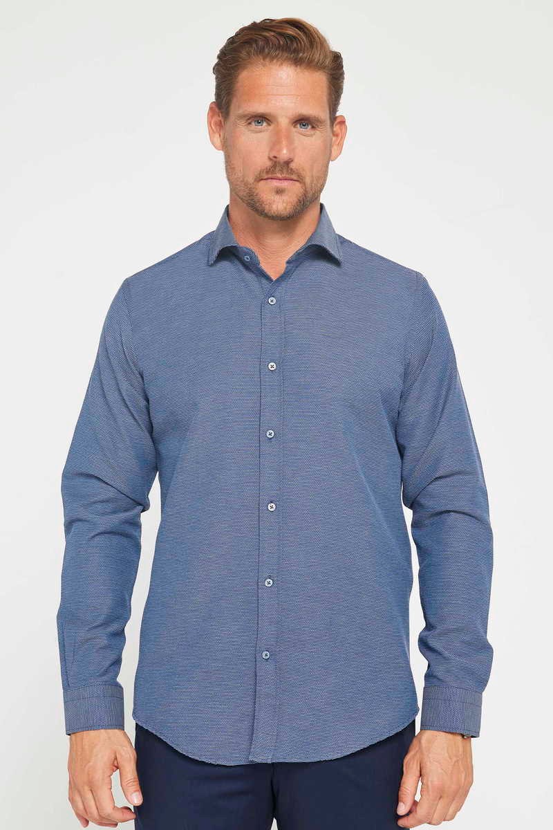 TUDORS Slim Fit кошула Морнарско сина