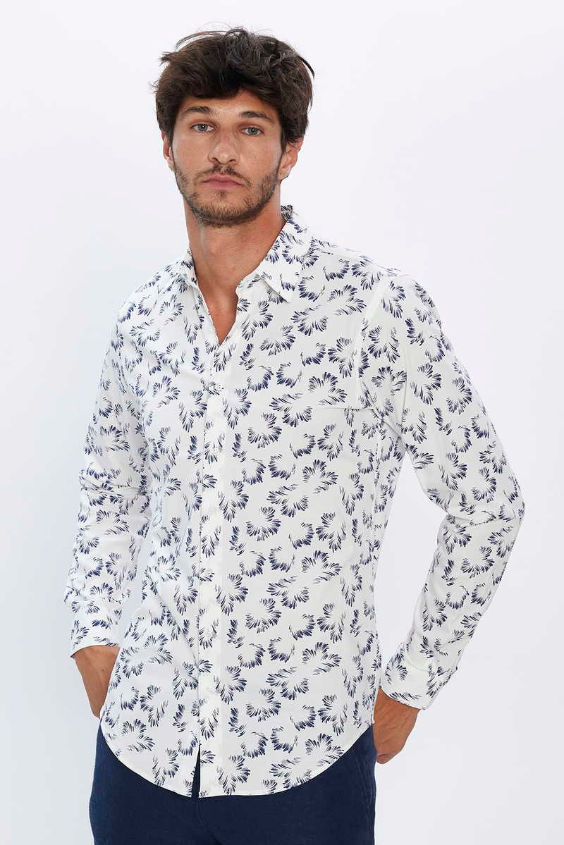 TUDORS Слим фит кошула Бела