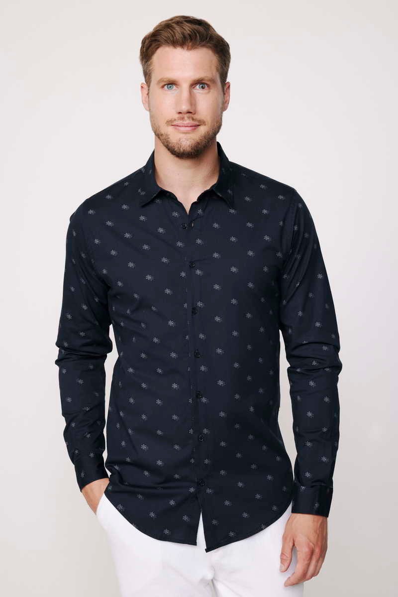 TUDORS Slim Fit кошула Морнарско сина