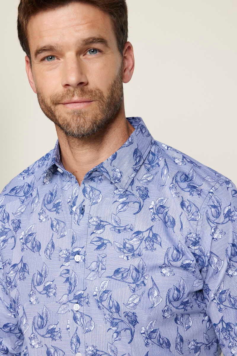 TUDORS Slim Fit кошула Морнарско сина