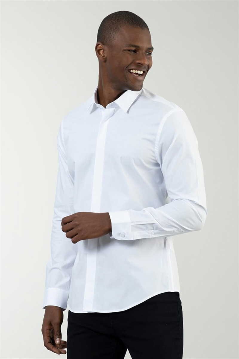 TUDORS Супер тенка фит кошула бела