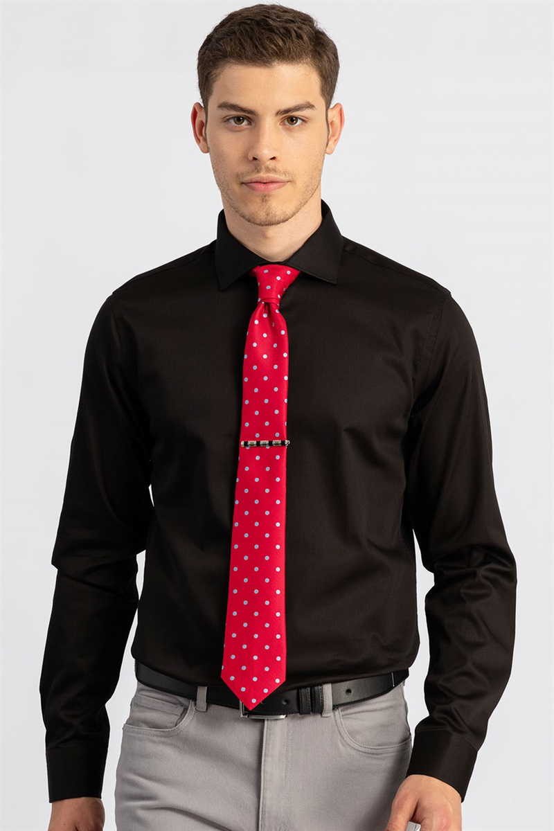 TUDORS Слим фит кошула црна