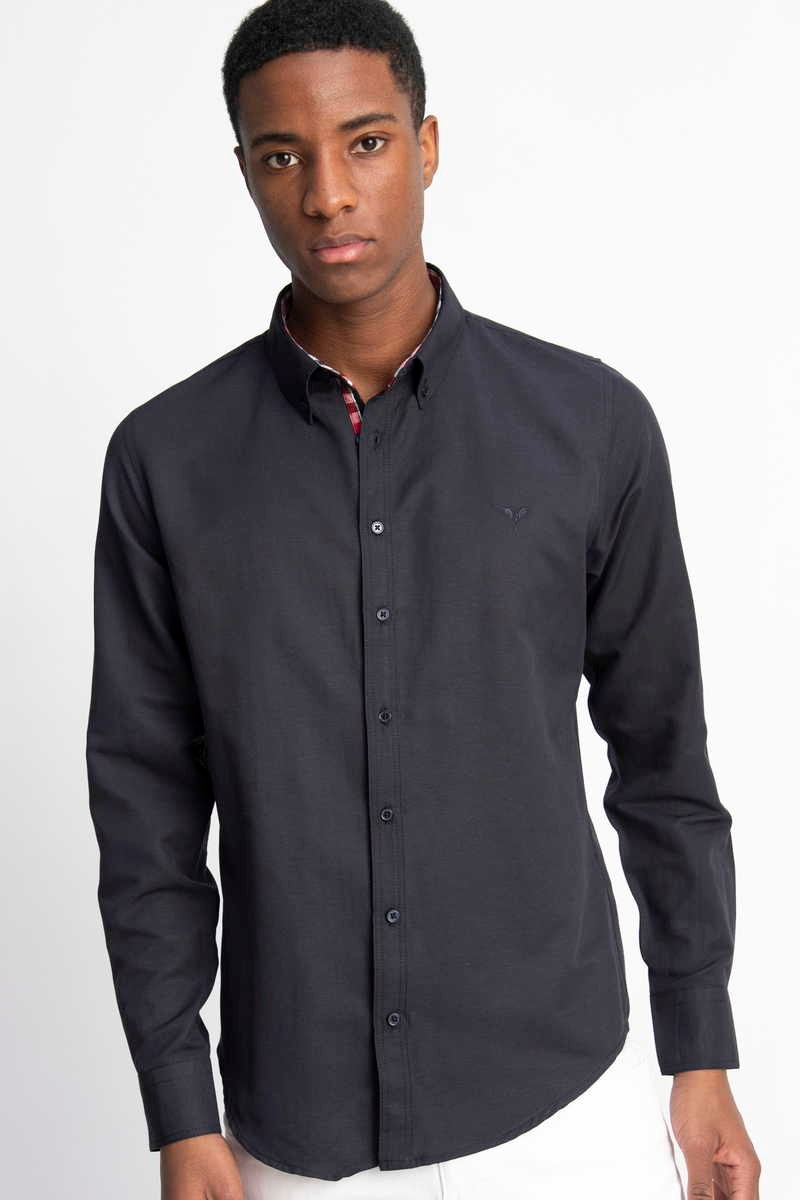 TUDORS Slim Fit кошула Морнарско сина