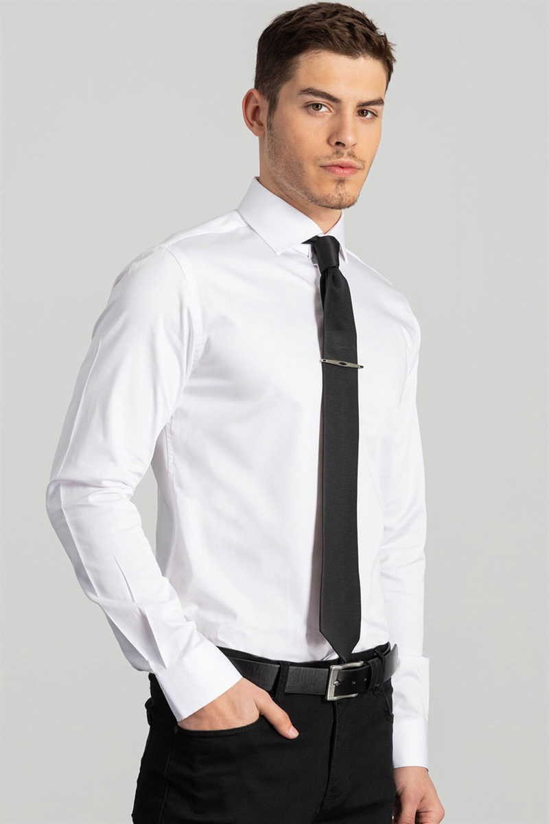 TUDORS Слим фит кошула Бела