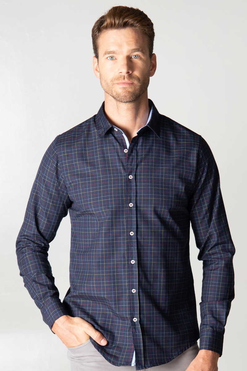 TUDORS Slim Fit кошула Морнарско сина