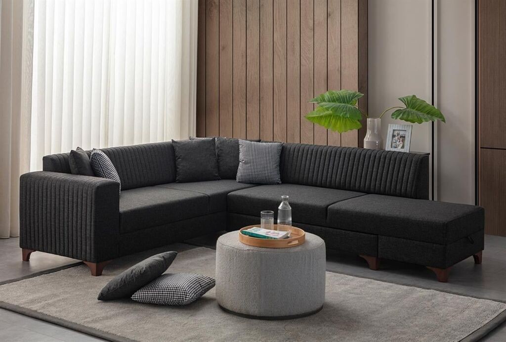 Аголна гарнитура на расклопување Atelier del Sofa, западно десно, 230 x 285 см, антрацит