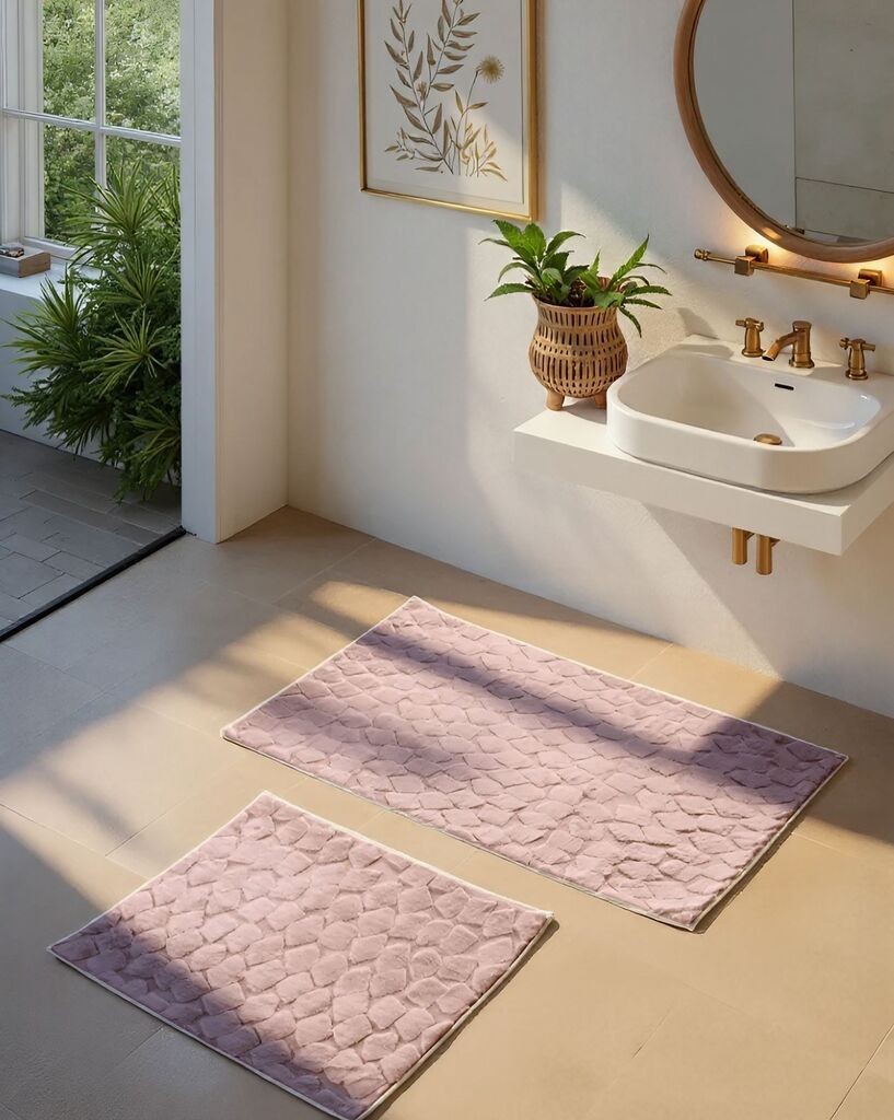 L'essentiel Maison Комплет патосници за бања Rabbit, 2 дела, Розево