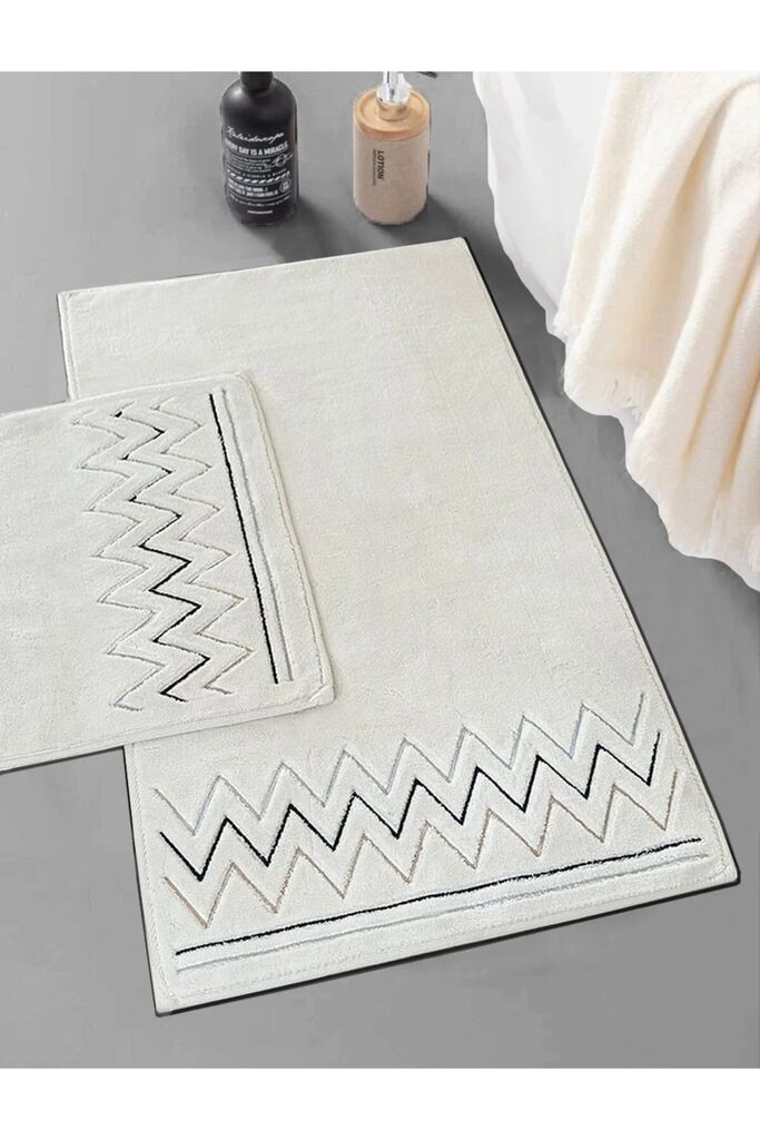 L'essentiel Maison Комплет патосници за бања Цик-цак, 2 дела, беж