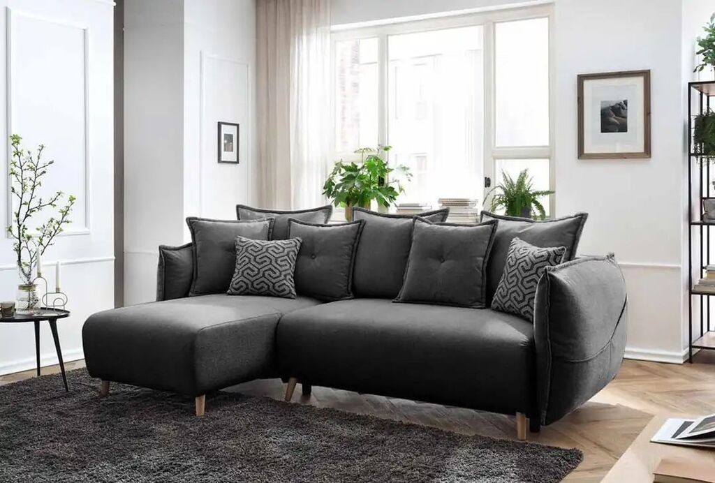 Аголна гарнитура на расклопување Atelier del Sofa Puffy, 255 x 165 см, антрацит