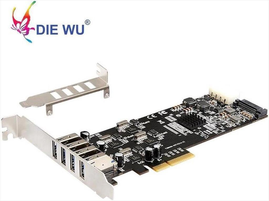 DIEU TECHNOLOGY Конвертор PCI-E To 4xUSB 3.0 TXI058, Chipset NEC, 20Gb/s LP