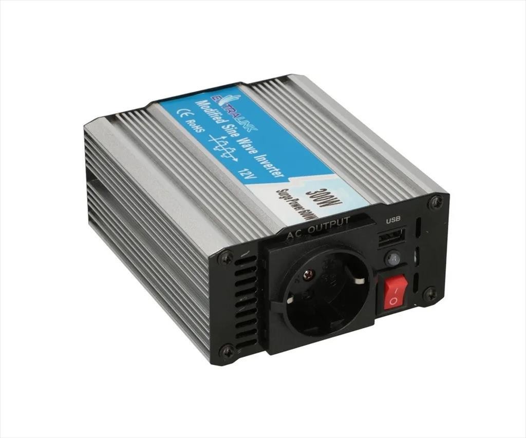 Extralink Конвертор За Во Кола OPIM-300, 12V > 230V, 300/600, USB, EX.18037