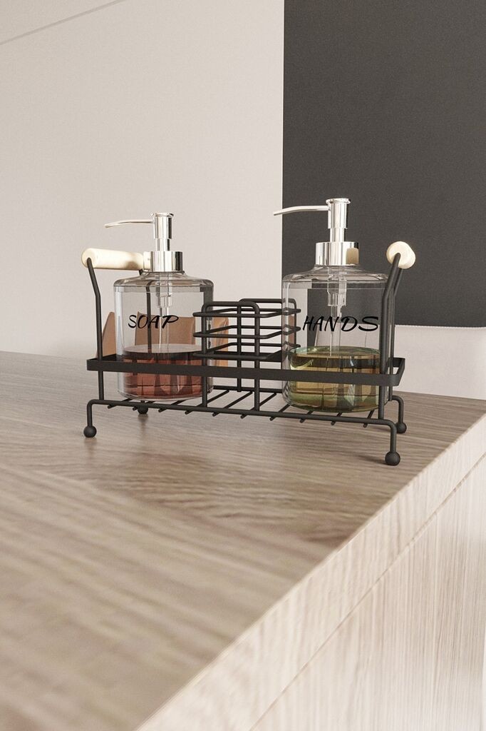 Дозатор за сапун Hermia, 100% метал, 24 x 11 x 24 см, дебелина од 2,5-5 мм, црна