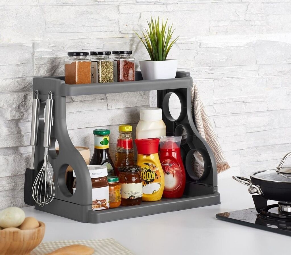 Организатор за кујна Hermia, 100% пластика, 38 x 24,5 x 31,5 см, сива