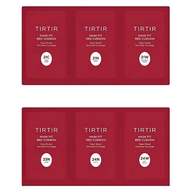 TIRTIR SAMPLES Mask Fit Red Cushion 6 Colours Kit (21C/21N/21W/23N/24N/24W) Пудра за лице