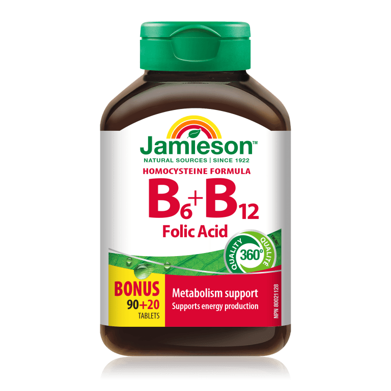 JAMIESON Витамин Б6+Б12+фолна киселина 90+20  таблети