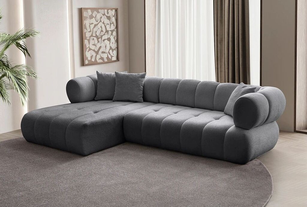 Atelier del Sofa Аголна гарнитура на кревет Petra лева, 280 x 170 см, темно сива