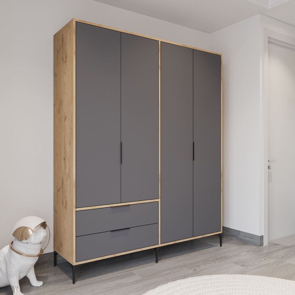 Гардеробер Hanah Home Royal, фиоки 160, 160 x 183 x 45 см, антрацит