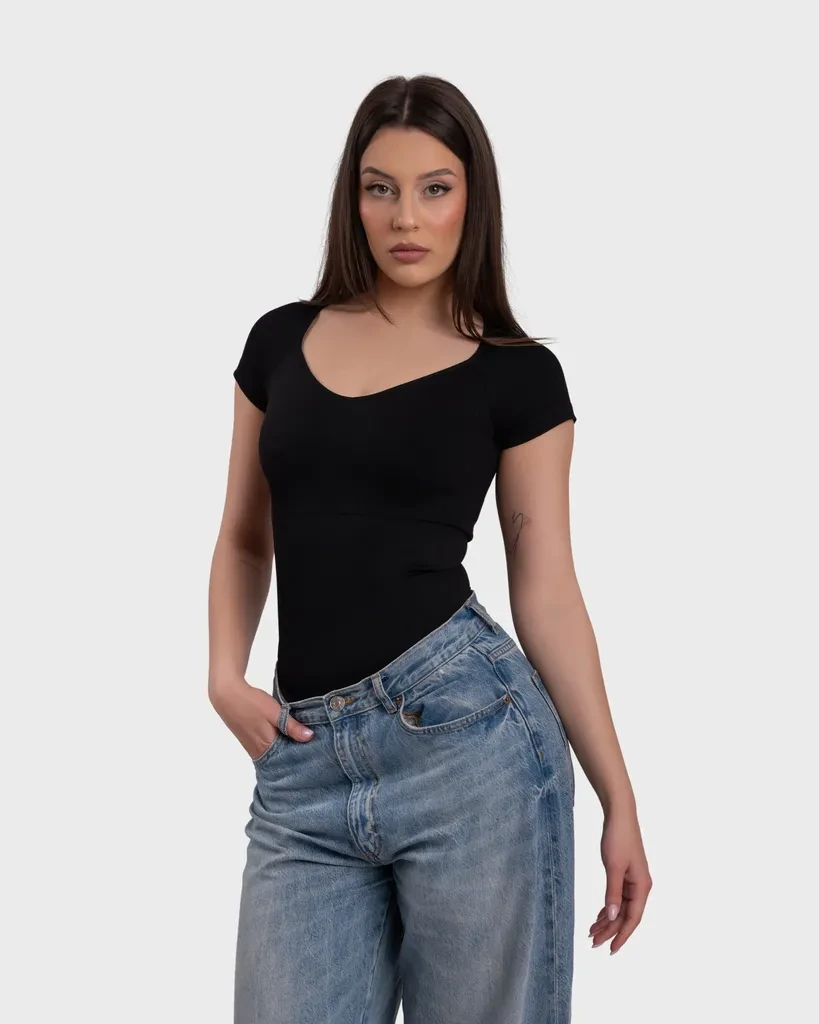 SHOP LILY Боди Short Sleeve Ultra Shaping Push-Up - Црно