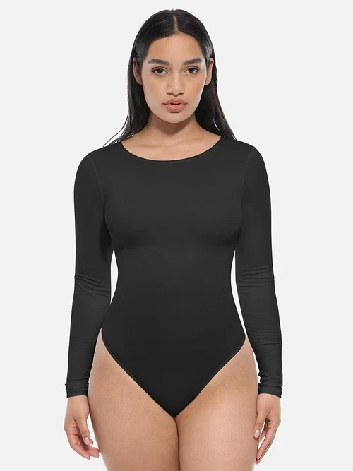 SHOP LILY Боди Essential Seamless Long Sleeve - Црно