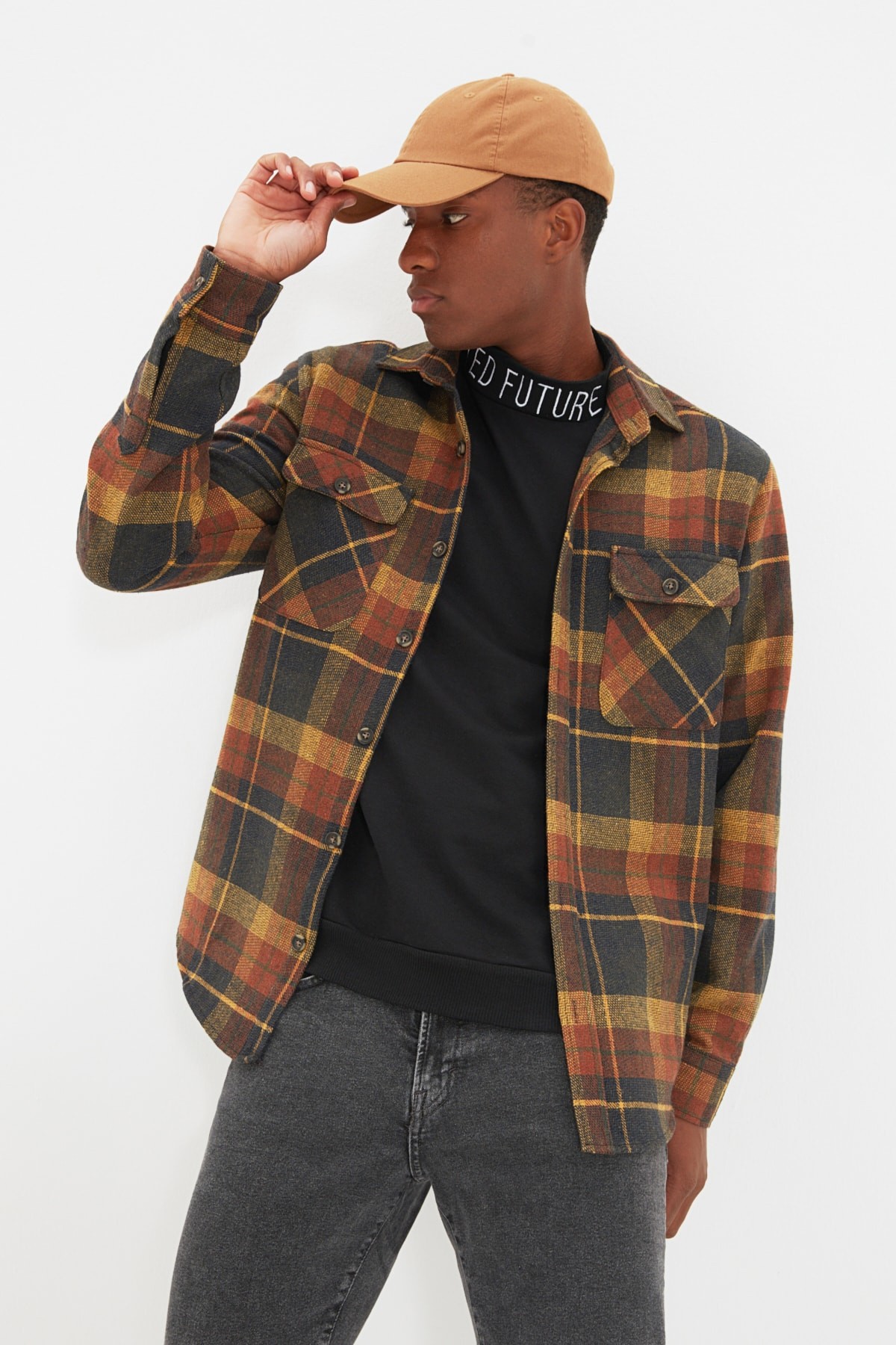 Trendyol Машка Кошула Кафена