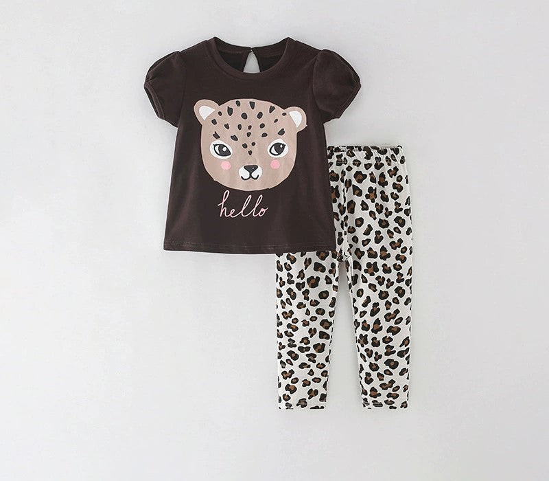 Сет маичка и хеланки со леопард дизајн Hello