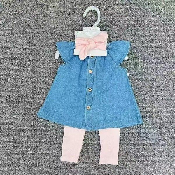 Џинс кошула со хеланки и трака за глава