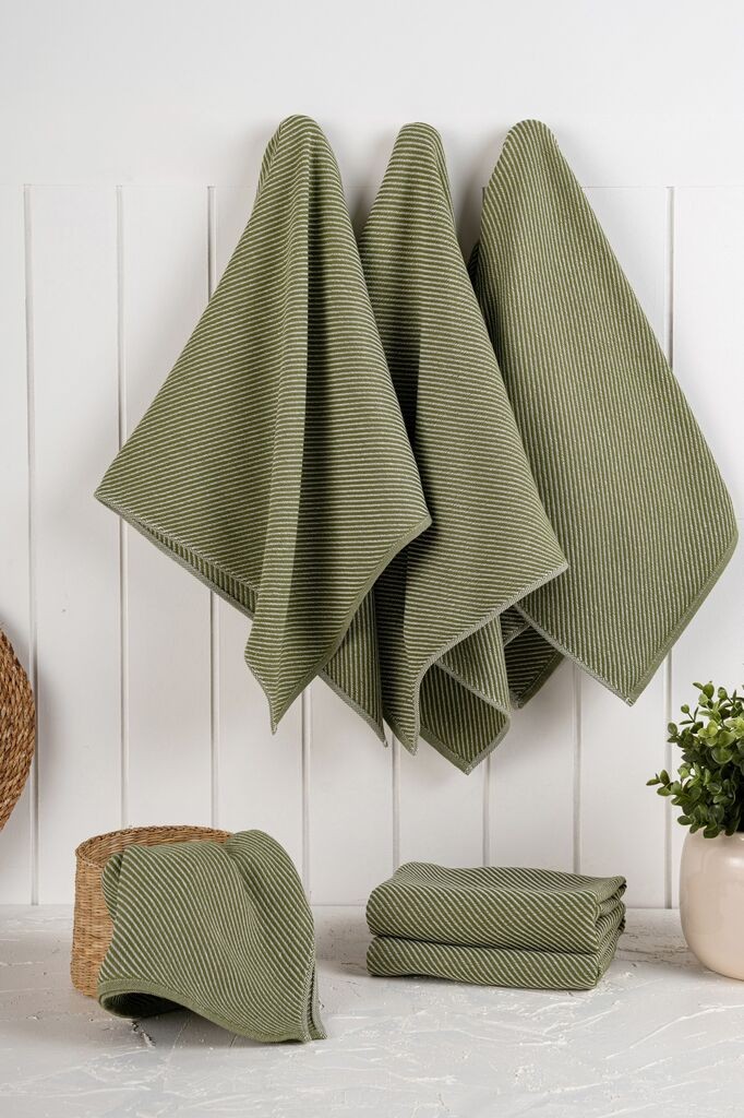 Кујнски крпи Хермија Елоиз, 6 парчиња, маслиново