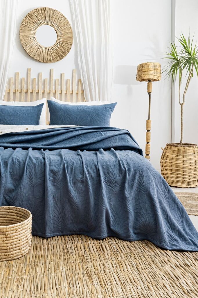 Комплет прекривки и навлаки за перници L'essentiel Maison Silvia, 240x260 см, Indigo