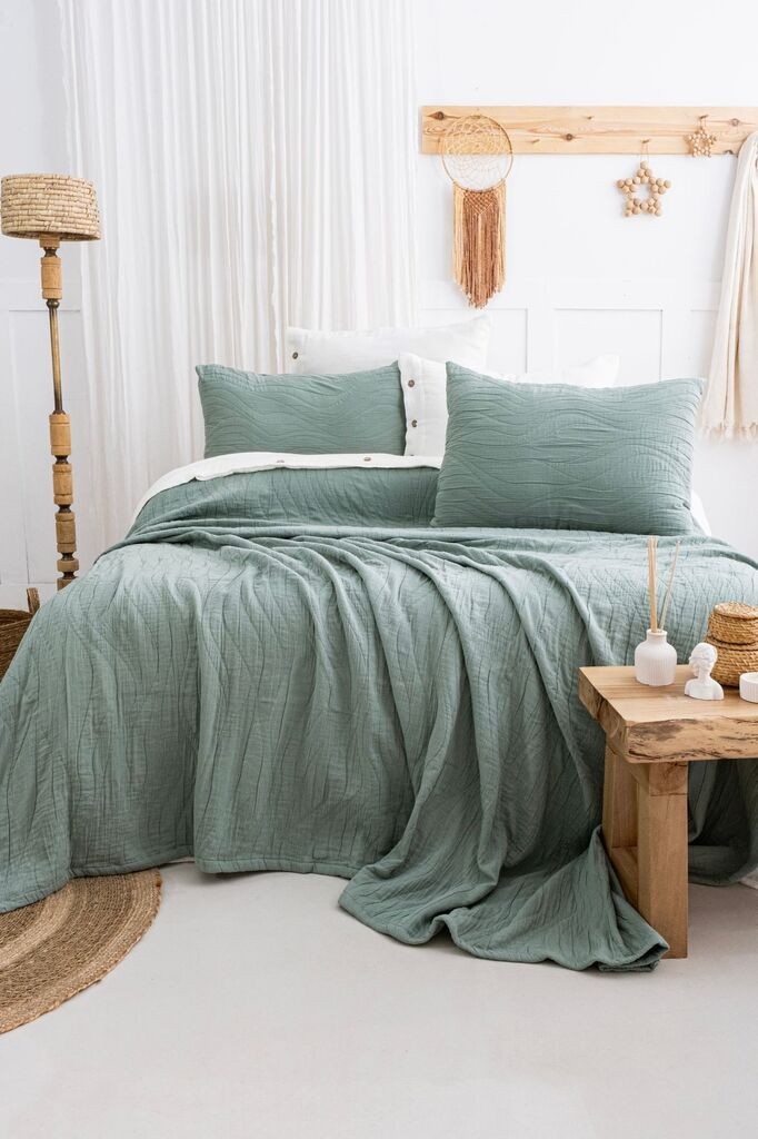 Комплет L'essentiel Maison Навлака и навлаки за перници Janna, 240x260 cm, зелена