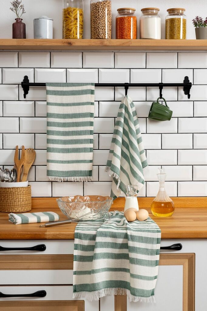 Кујнски крпи Хермија Бела, 4 парчиња, зелени