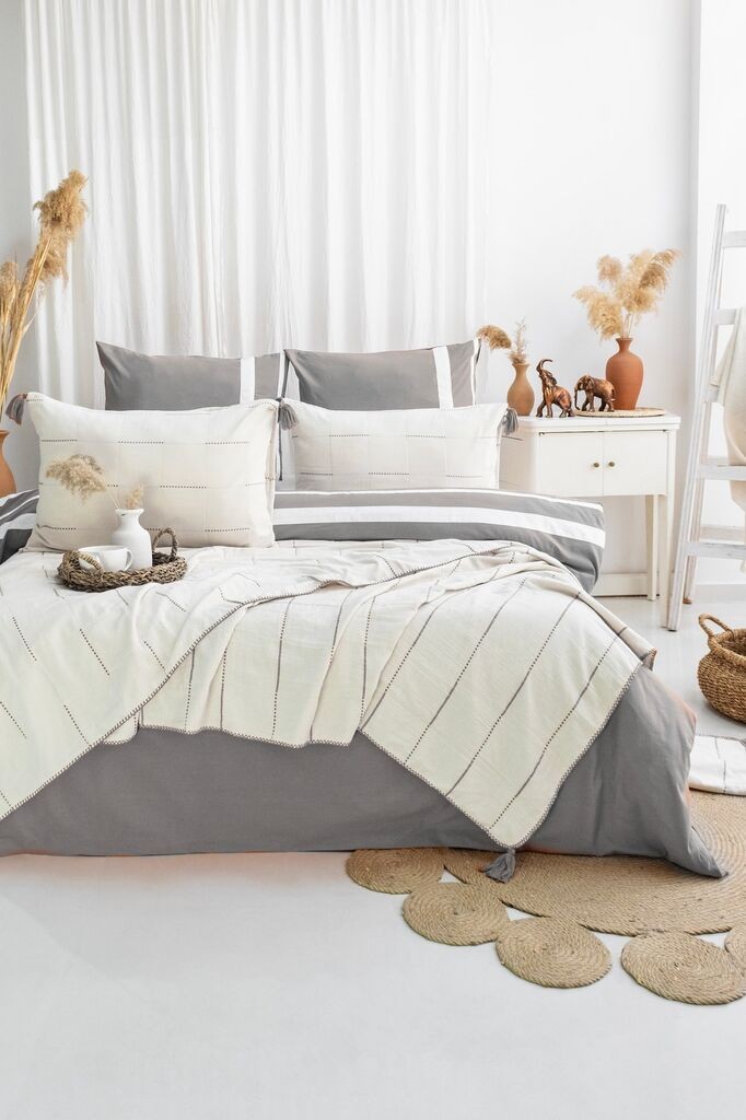 Комплет за кревети L'essentiel Maison Eva, 200x220 cm, сива боја