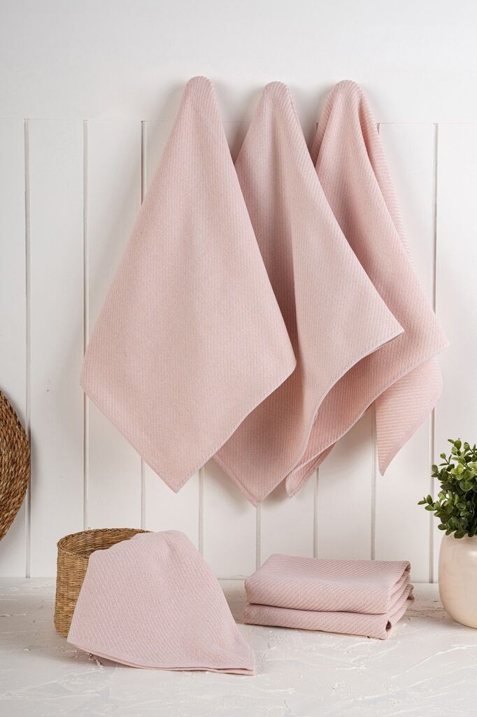 Кујнски крпи Хермија Елоиз, 6 парчиња, розова