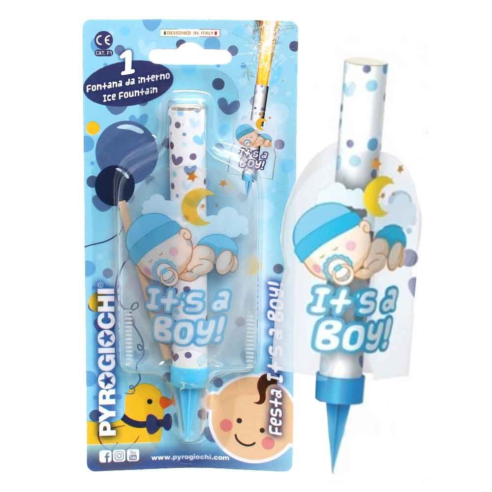 Pyrogiochi Прскалка, За на торта, За машко, 14,5цм,  Festa It is a Boy, 41131
