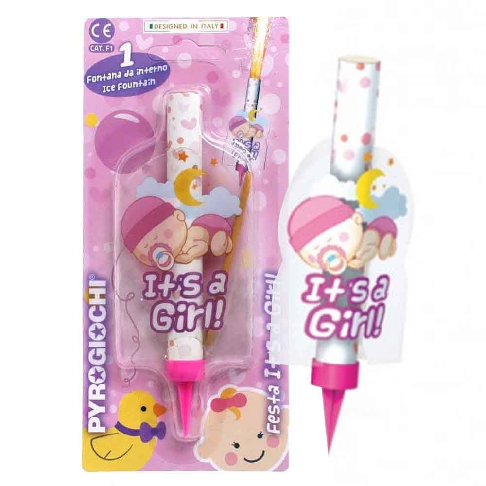 Pyrogiochi Прскалка, За на торта, За девојче, 14,5цм,  Festa It is a Girl, 41132