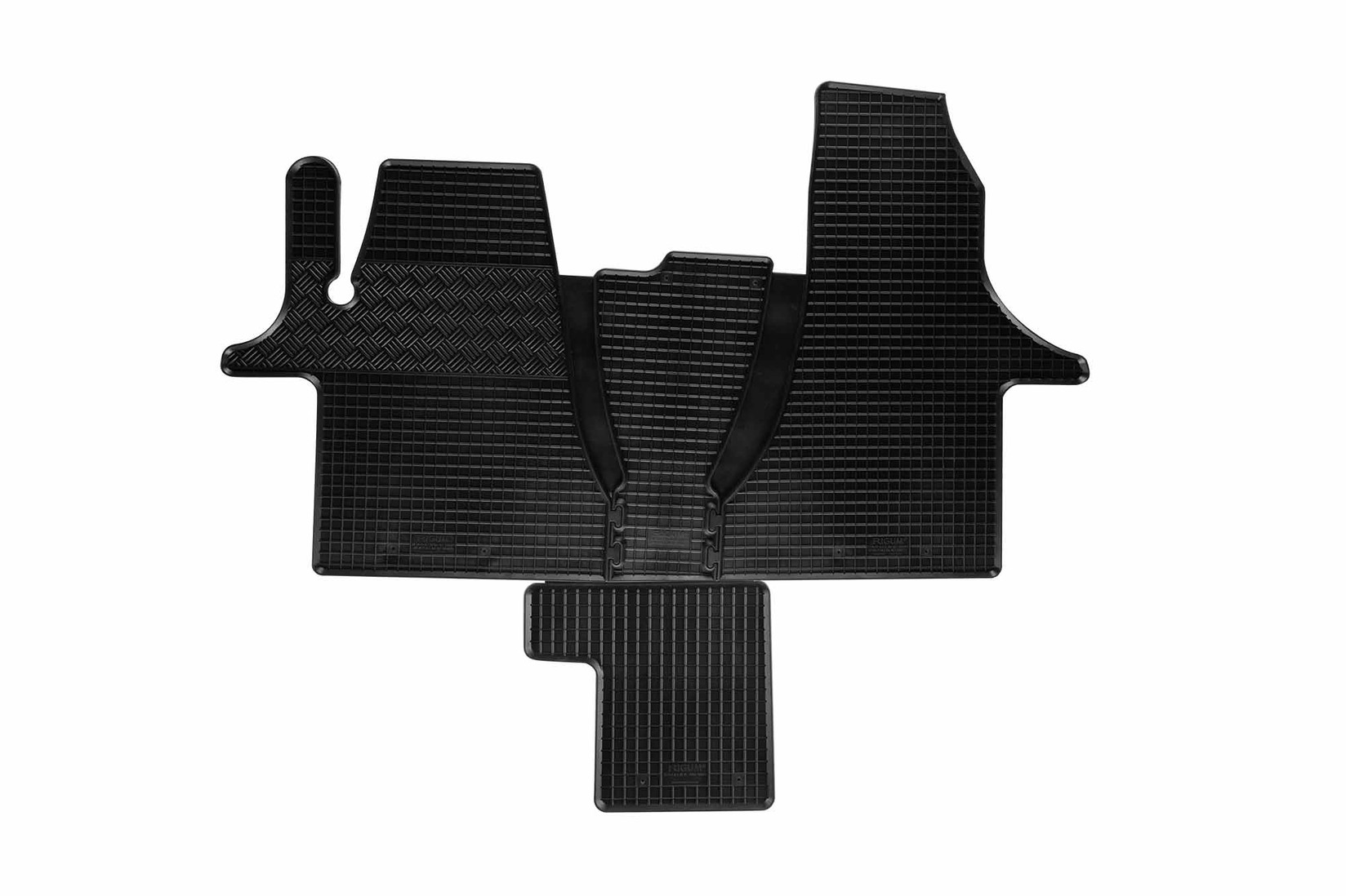 RIGUM Гумени патосници за VW T6.1 Transporter Caravelle Multivan со тунел по 2019 година 2 места 4 дела црни