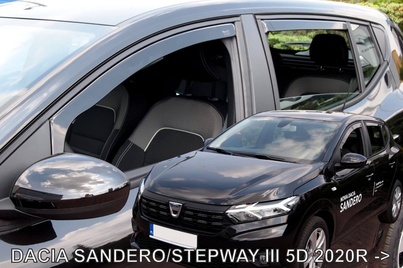 HEKO Комплет ветробрани за Dacia Sandero, Stepway по 2020 година со 5 врати, затемнети, 4 бројки