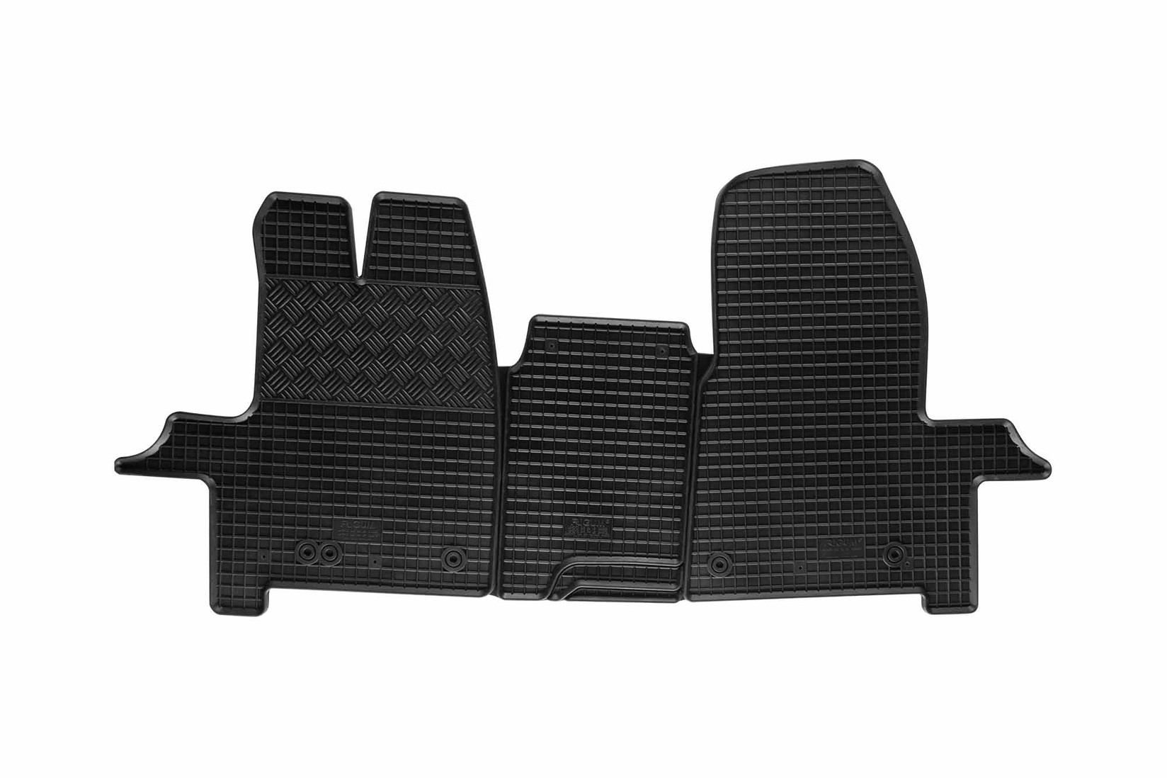 RIGUM Гумени патосници за Ford Tourneo Transit Custom по 2012 година 2 места Transit по 2014 година 3 места 3 дела црни