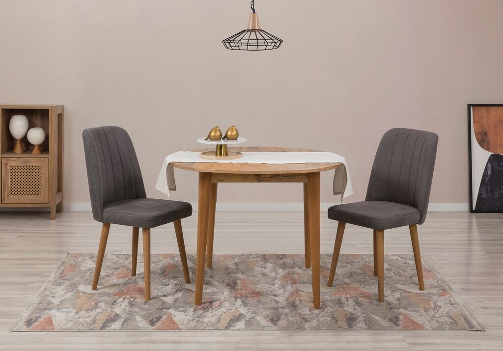 Трпезариска маса Hanah Home Set и 2 трпезариски столчиња Vinah 1501, даб