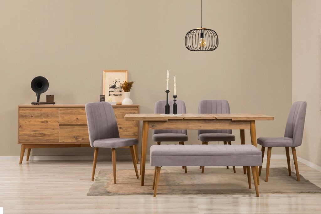 Трпезариски сет Hanah Home, клупа Vina 04 0701, 6 дела, сива