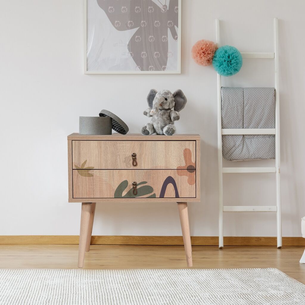 Ноќна масичка Hanah Home City Two Leaf, 60x61x40 см, шарена