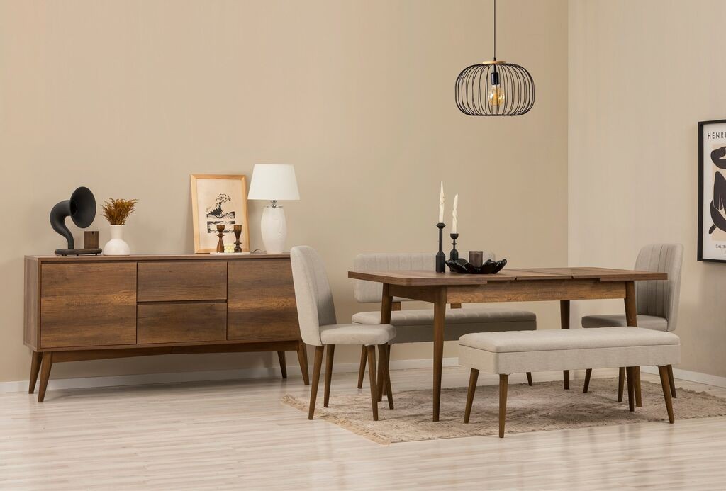 Трпезариски сет Hanah Home, клупа Vina 03 0701, 7 дела, сива