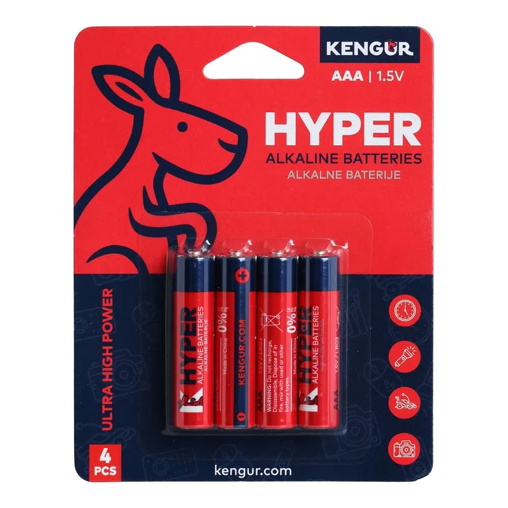 Kengur Алкална батерија Hyper, LR03, AAA, 4 парчиња