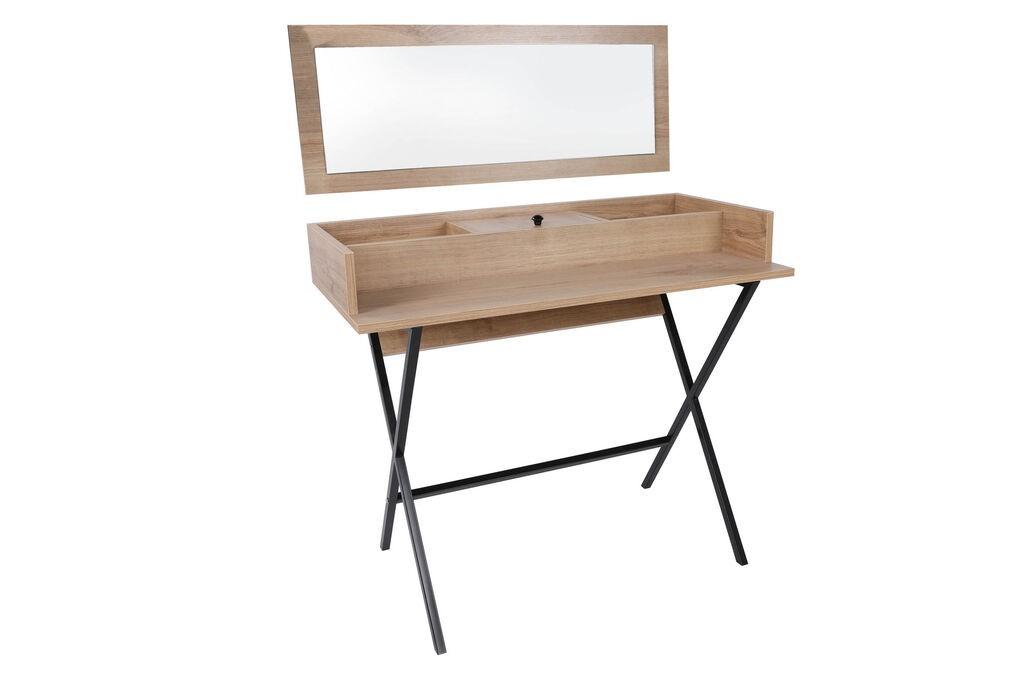 Маса за шминкање Hanah Home Zurich, 100x50x89 см, боја на орев