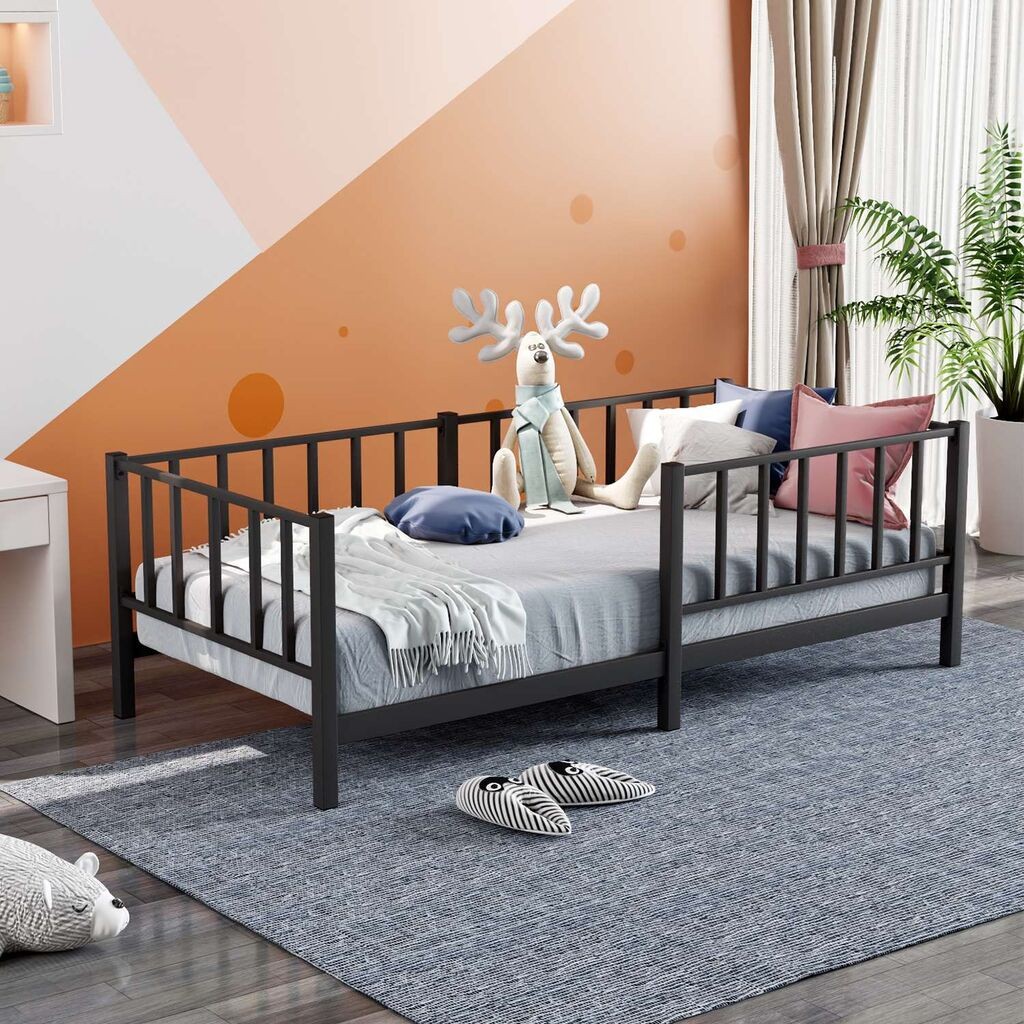 Детски кревет Hanah Home Монтесори, 90x190 см, црн