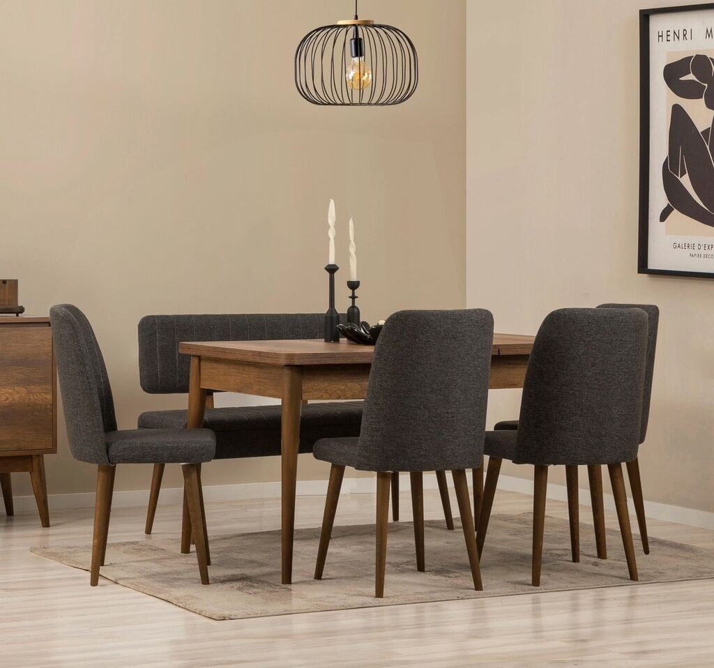 Трпезариска маса и столчиња Hanah Home, боја Вина, антрацит