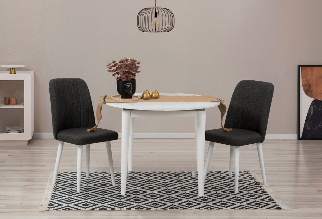 Hanah Home Set Трпезариска маса и 2 трпезариски столчиња Vina 1053, бела