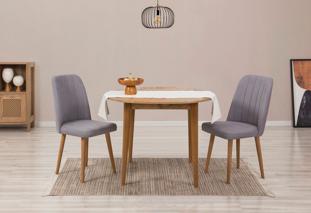 Трпезариска маса Hanah Home Set и 2 трпезариски столчиња Vinah 0701, даб