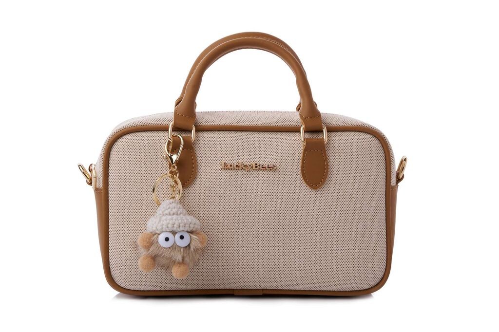 Женска чанта Lucky Bees розова, кремаста