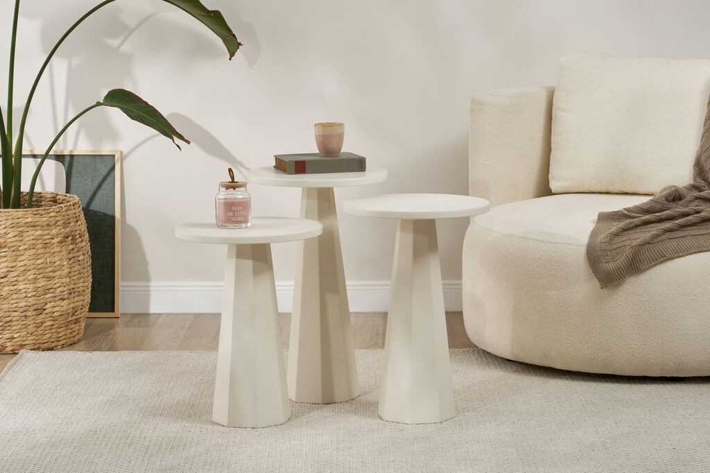 Hanah Home Комплет клуб маси, Lilyum, 3 парчиња, бели