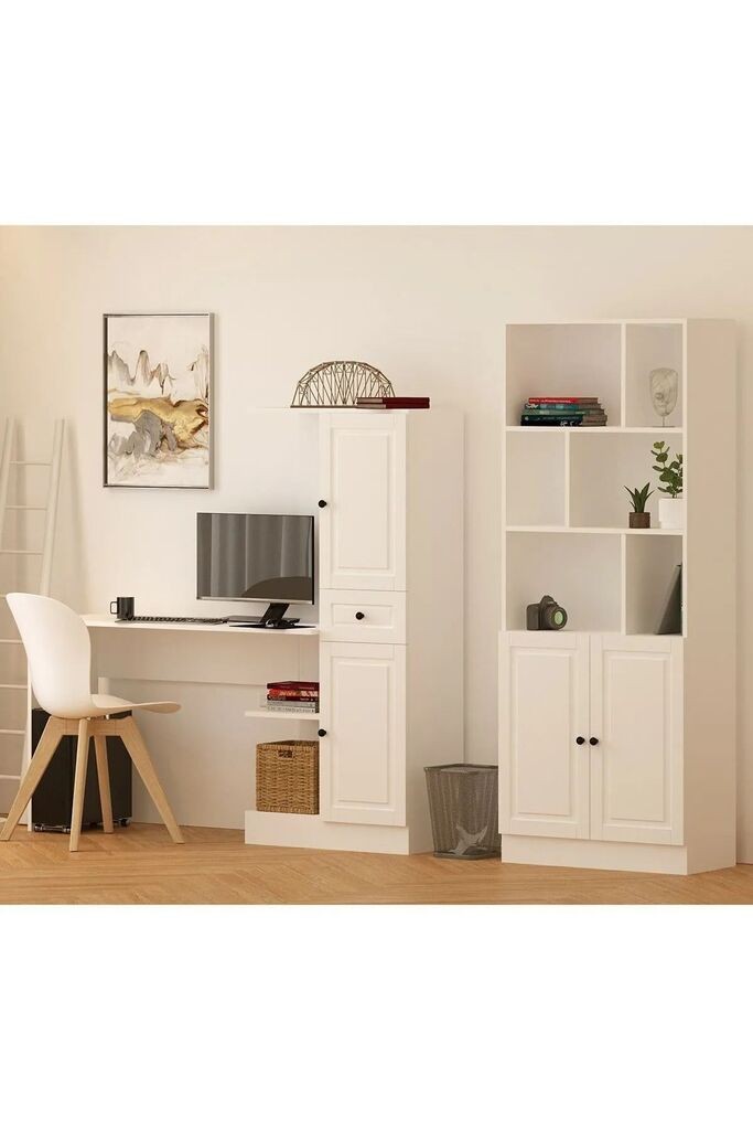 Гарнитура биро Hanah Home со полица за книги Rb1000401557, бела